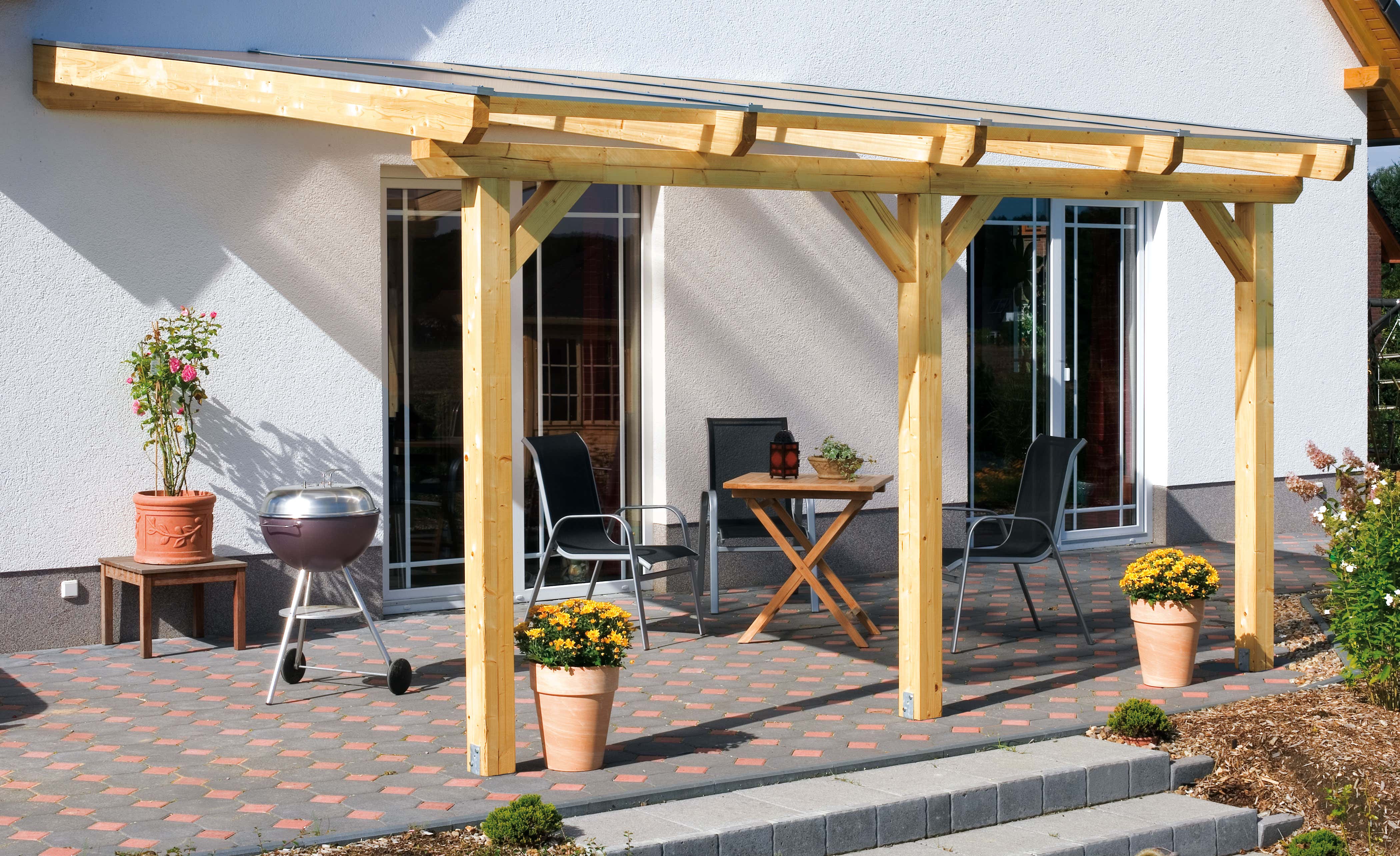 terrassenuberdachung an dachsparren befestigen, aufbau einer leimholz-terrassenüberdachung, Design ideen
