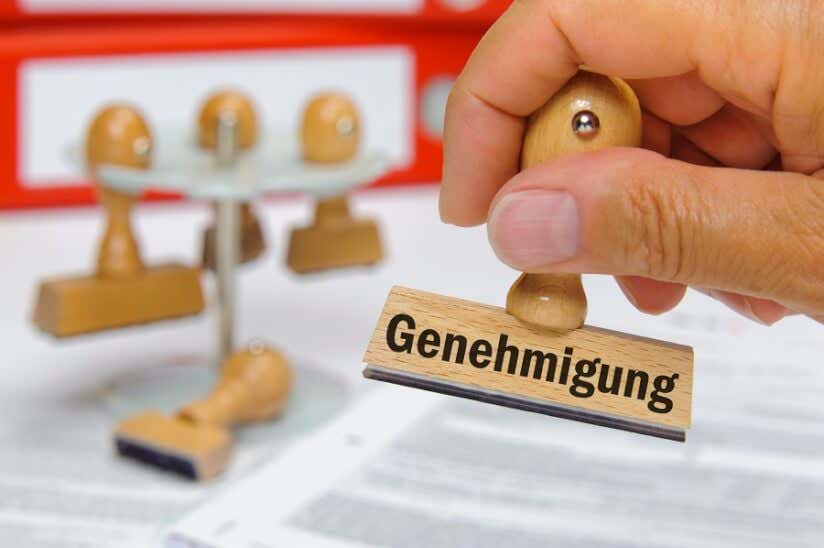 Genehmigung, Stempel mit Aufdruck Genehmigung