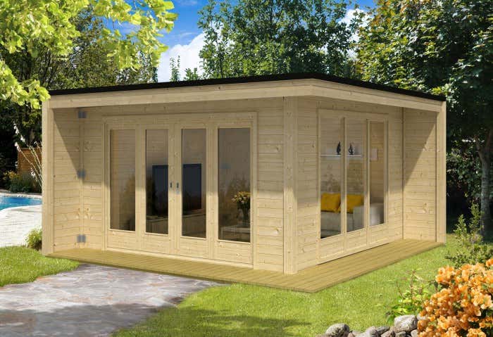 Design Gartenhaus Cubus mit Schiebetuer