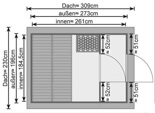 Karibu Sauna Lasse mit Vorraum - Grundriss