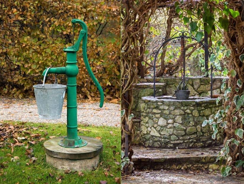 Steinbrunnen mit Eimer