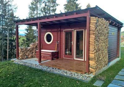 Saunahaus Genf: Aufbau & radikaler Umbau + Terrasse Saunahaus Genf-70, umgebaut