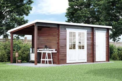 B-Ware Pultdach Gartenhaus Maria-40 mit Anbau & Schleppdach B-Ware Pultdach Gartenhaus Maria-40 mit Anbau & Schleppdach