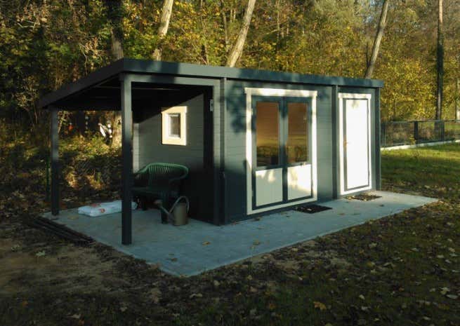 Kundenbild: Pultdach Gartenhaus Maria mit Anbau & Schleppdach