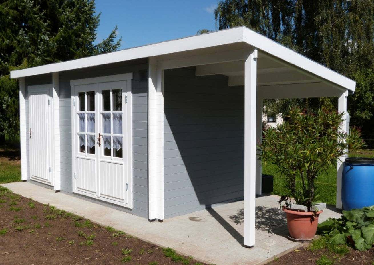 Pultdach Gartenhaus Maria (ISO) mit Anbau & Schleppdach
