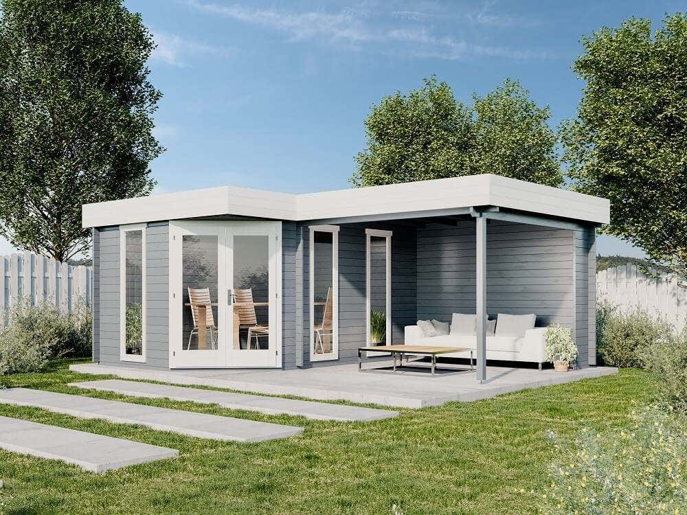 5Eck Gartenhaus Lindau40 mit Anbau