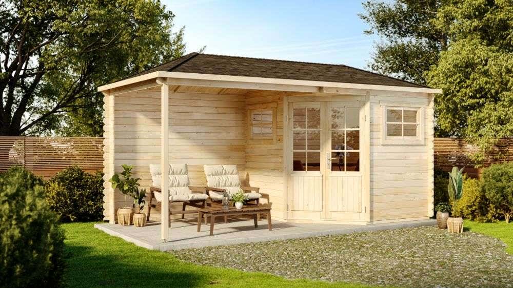 5Eck Gartenhaus mit Anbau Modell Franz28