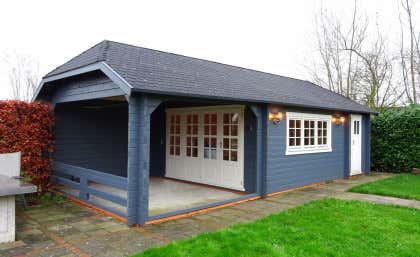 Gartenhaus Modell Wolfskappe-50 B mit Geräteraum Gartenhaus Modell Wolfskappe-50 B mit Geräteraum