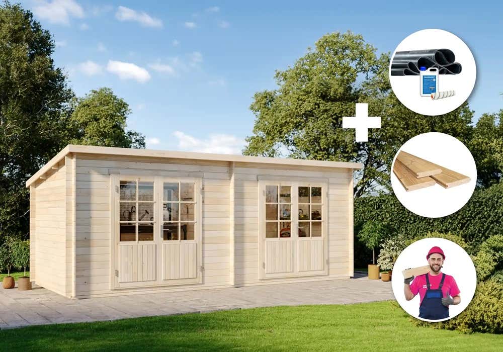 Premium Set Gartenhaus Maria Twin 2-Raum inkl. Montage