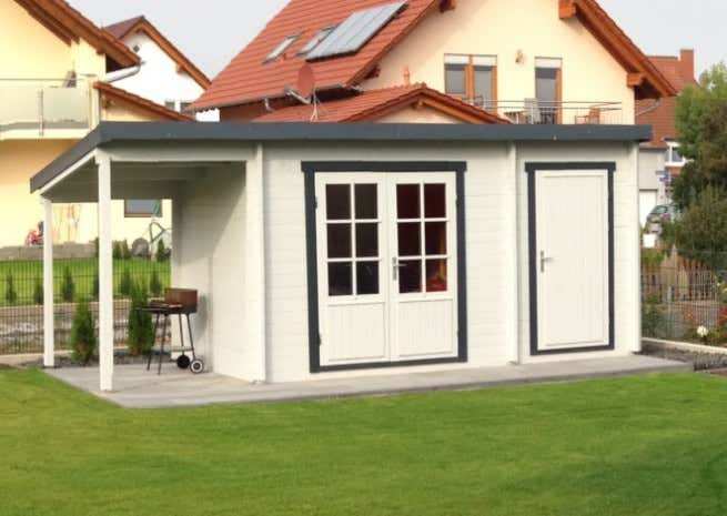 Kundenbild: Pultdach Gartenhaus Maria mit Anbau & Schleppdach