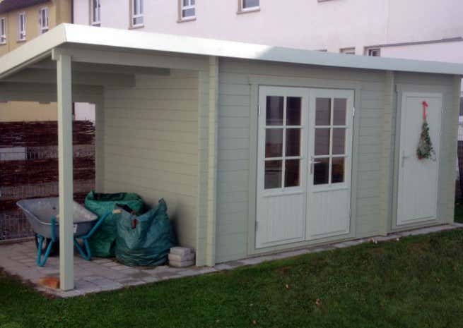 Kundenbild: Pultdach Gartenhaus Maria mit Anbau & Schleppdach
