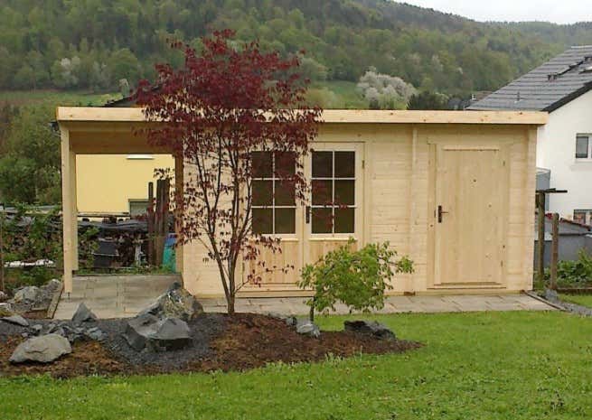 Kundenbild: Pultdach Gartenhaus Maria mit Anbau & Schleppdach