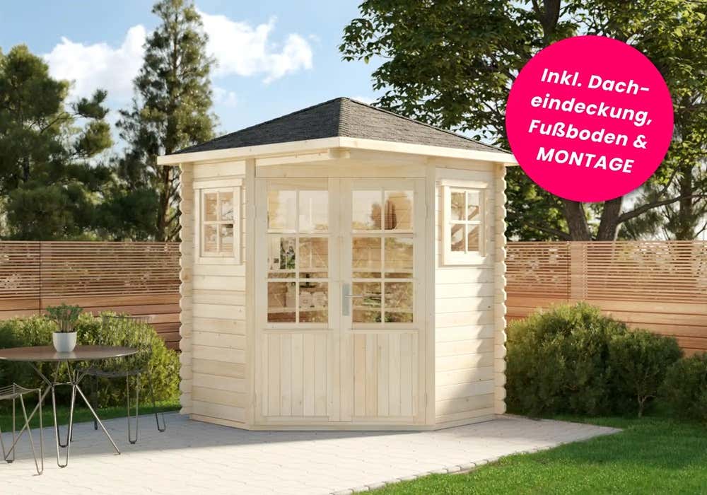 Premium Set 5-Eck Gartenhaus Sunny 2x2m