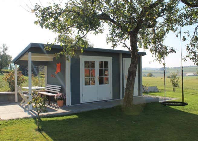 Kundenbild: Pultdach Gartenhaus Maria mit Anbau & Schleppdach