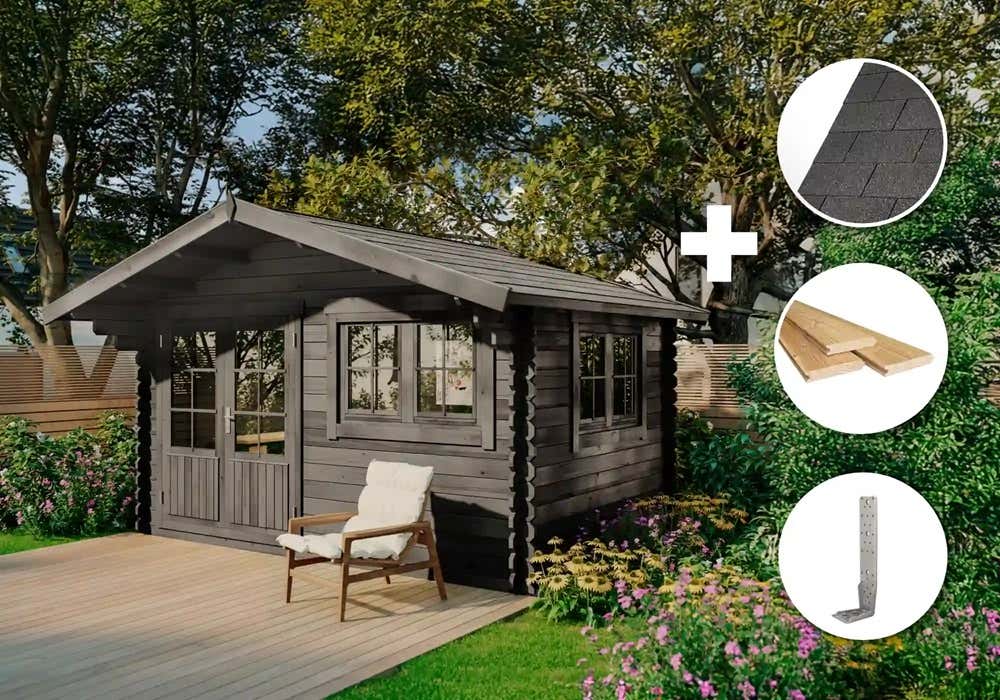 ECO Set – Gartenhaus Gabriel-34 400 x 300 cm -grau