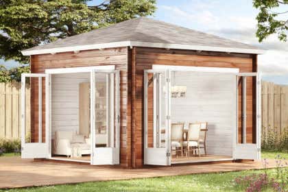 B-Ware Gartenhaus Sunshine-40 ISO mit großer Falttür B-Ware Gartenhaus Sunshine-40 ISO mit großer Falttür