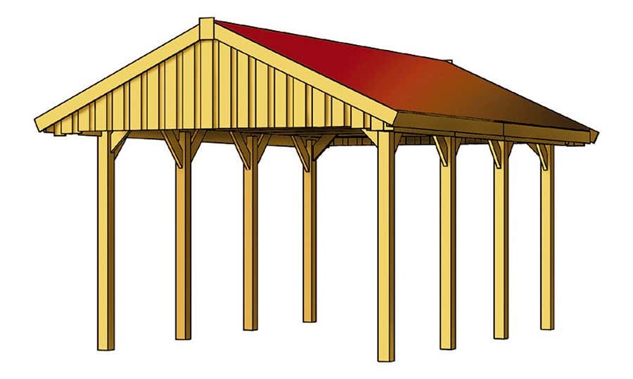 Carport Sauerland 380 x 600 cm mit Dachschalung Carport Sauerland 380 x 600 cm mit Dachschalung