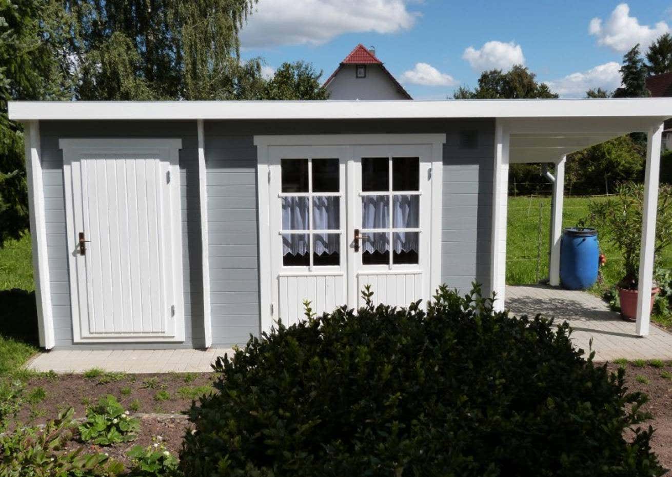 Pultdach Gartenhaus Maria (ISO) mit Anbau & Schleppdach