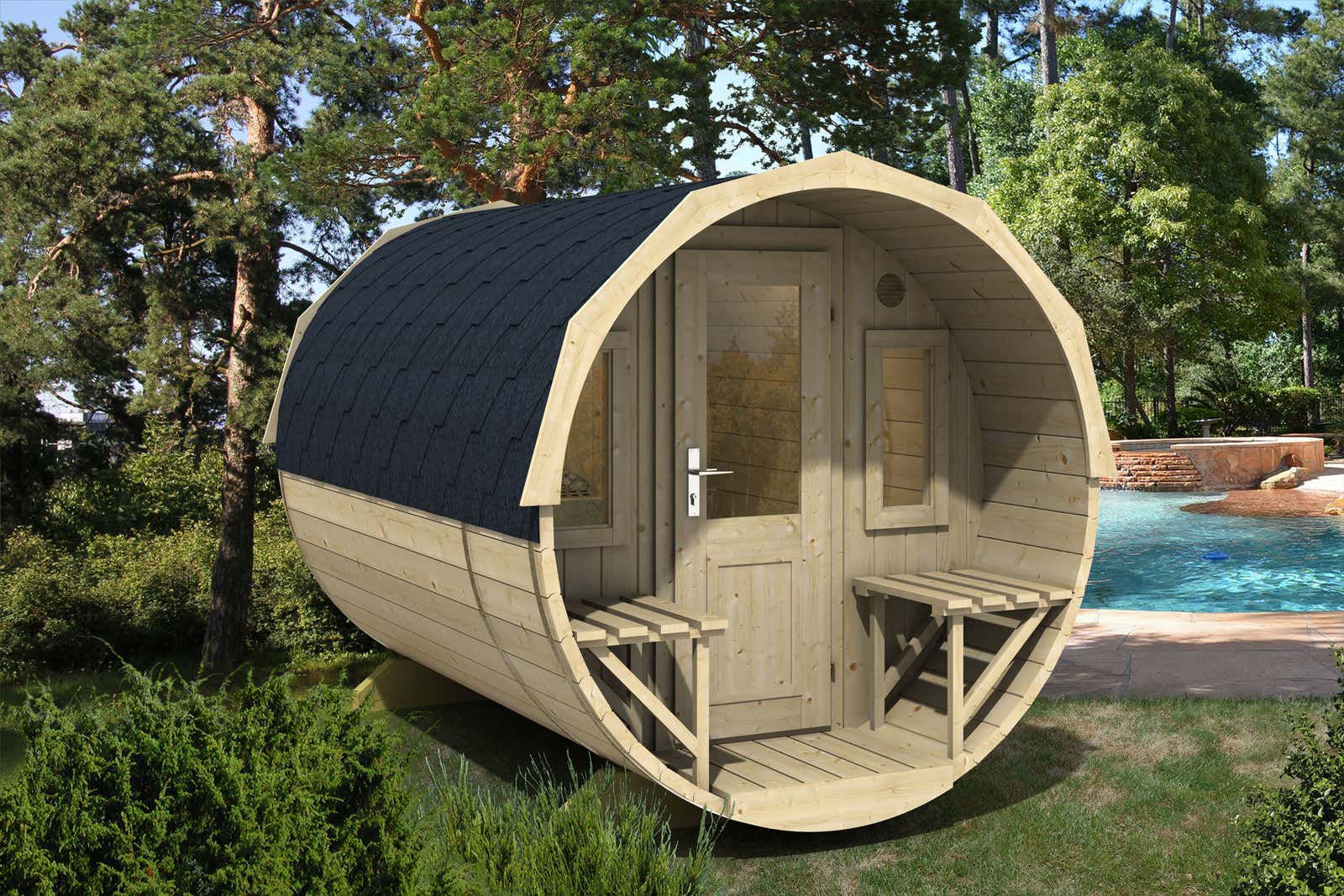 Fass-Sauna Modell Sam ohne Ofen Fass-Sauna Modell Sam ohne Ofen