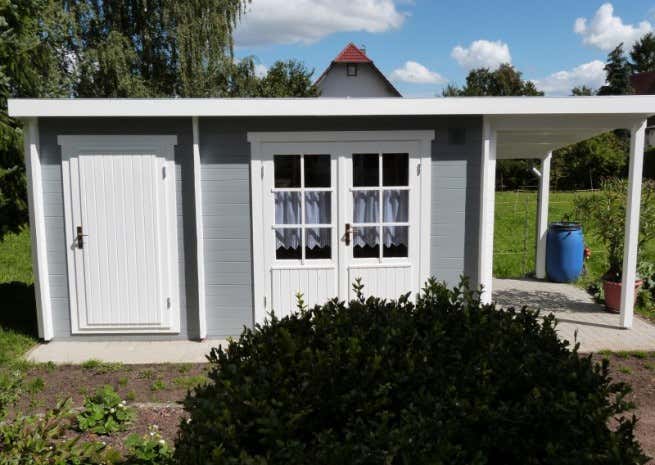 Kundenbild: Pultdach Gartenhaus Maria mit Anbau & Schleppdach