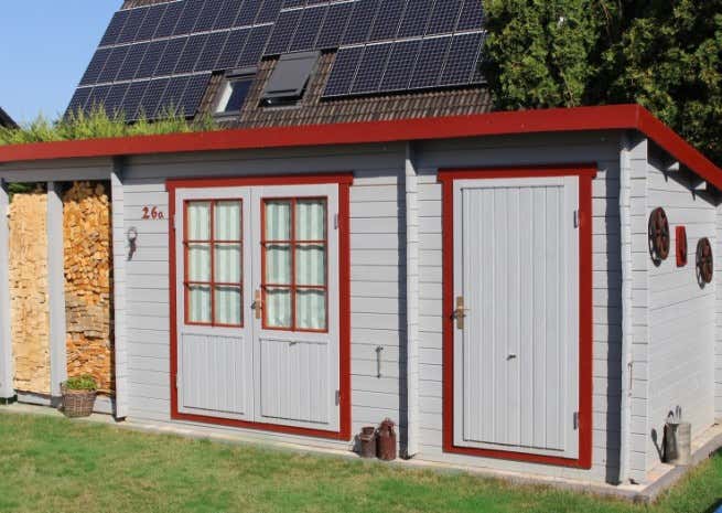 Kundenbild: Pultdach Gartenhaus Maria mit Anbau & Schleppdach