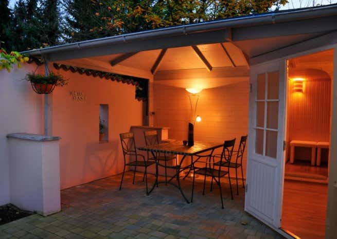Kundenbild: 5-Eck Gartenhaus Modell Rhein-40 mit Anbau