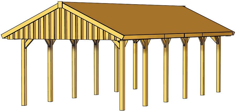 Carport Sauerland 430 x 900 cm mit Dachschalung Carport Sauerland 430 x 900 cm mit Dachschalung