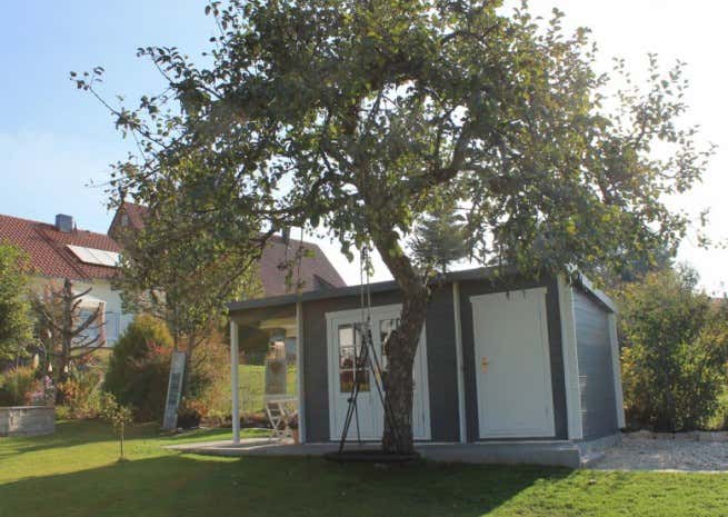 Kundenbild: Pultdach Gartenhaus Maria mit Anbau & Schleppdach