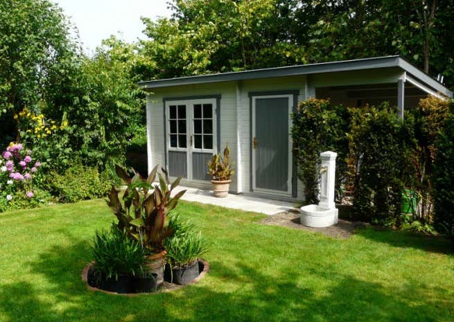 Kundenbild: Pultdach Gartenhaus Maria mit Anbau & Schleppdach
