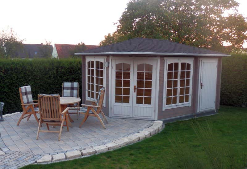 5Eck Gartenhaus Modell Josephine40 mit Anbau
