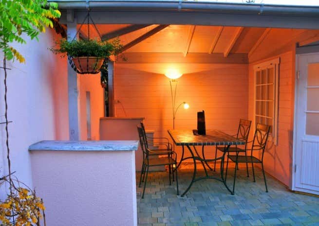 Kundenbild: 5-Eck Gartenhaus Modell Rhein-40 mit Anbau